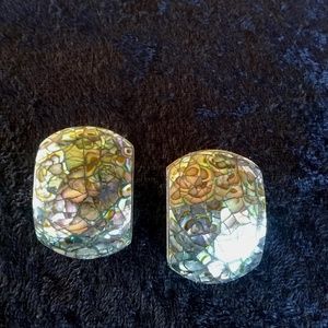 Vintage Karla Jordan - Paua Shell Crackle Earrings